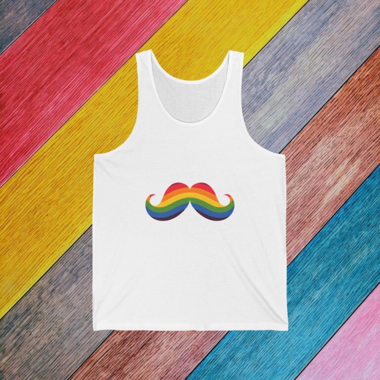 Rainbow Mustache Gay Pride Tank Top | Bella + Canvas Cotton LGBTQIA Unisex Tank | LGBTQ Pride Shirt 011